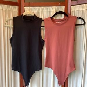 Abercrombie & Fitch Soft A&F Collection  2 Thong Bodysuits Black/ Rust Sz Small